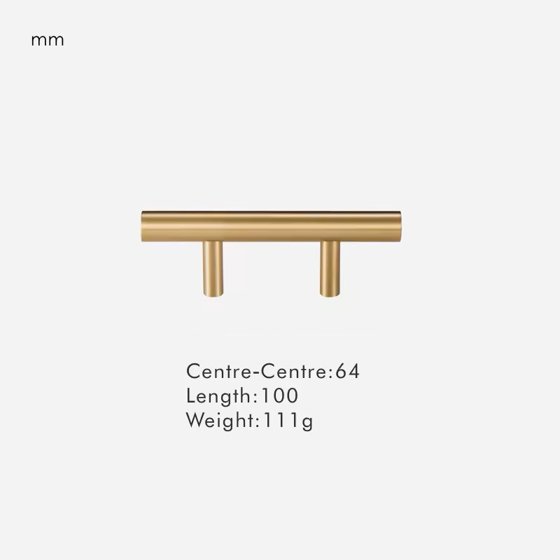 Dimensions for Brushed Brass / Handle 100mm