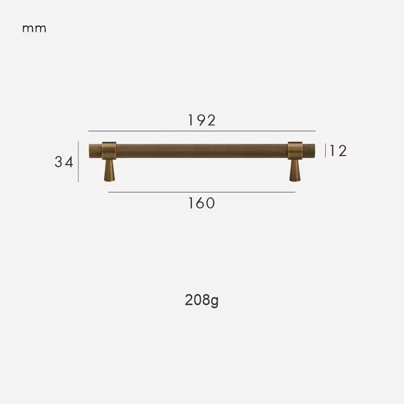 Dimensions for Handle 192mm