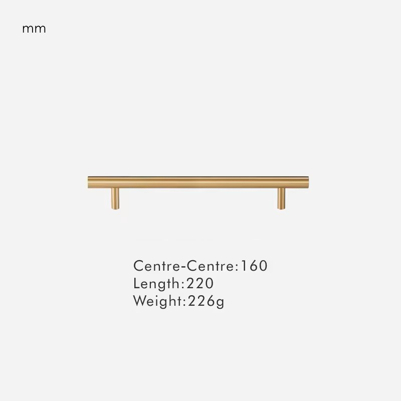 Dimensions for Brushed Brass / Handle 220mm