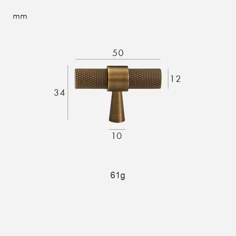 Dimensions for T-bar 50mm