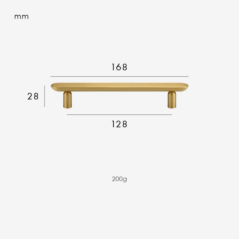 Dimensions for Brushed Brass / Handle 168mm