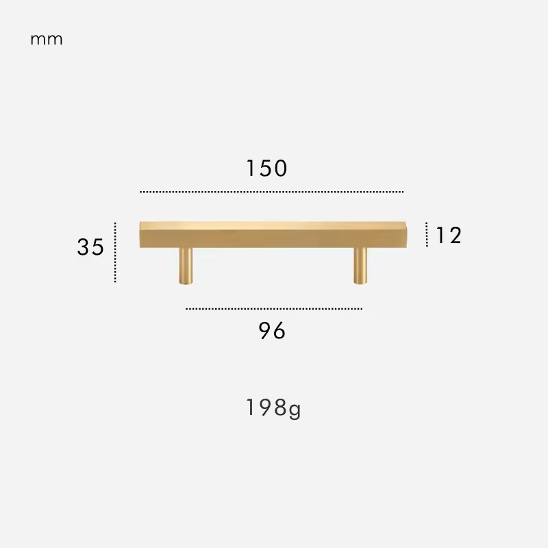 Dimensions for Handle 150mm