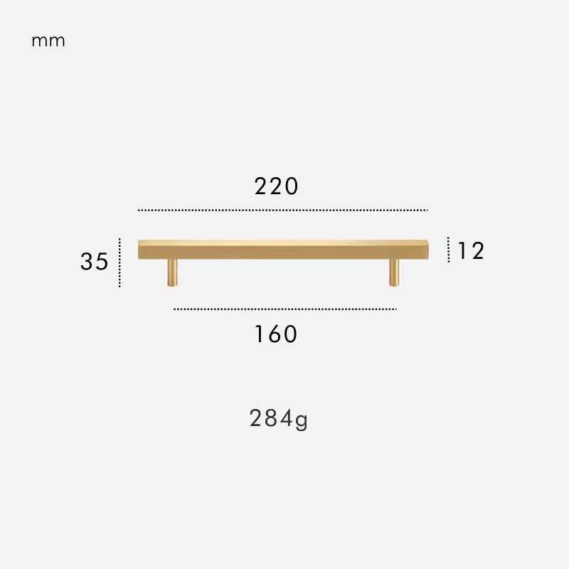 Dimensions for Handle 220mm