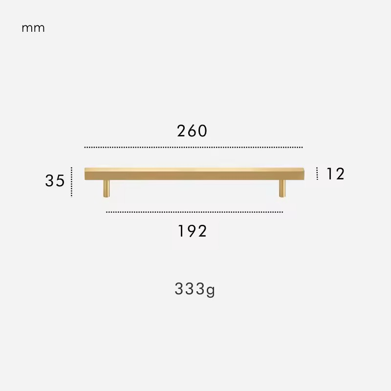 Dimensions for Handle 260mm