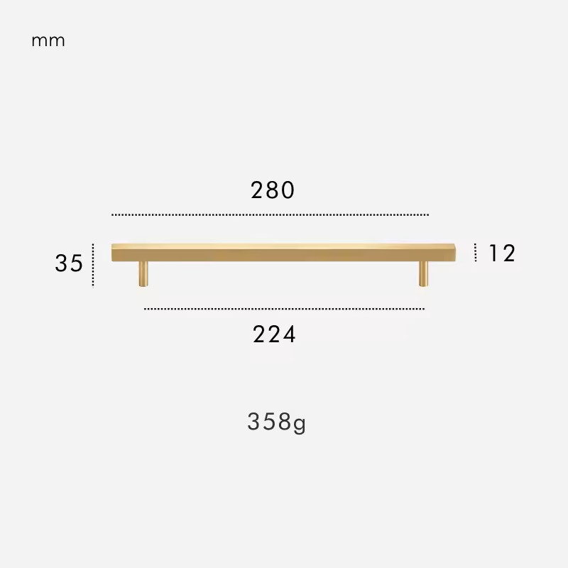 Dimensions for Handle 280mm