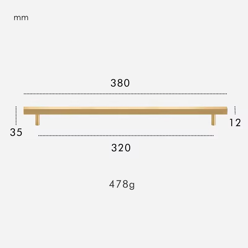 Dimensions for Handle 380mm
