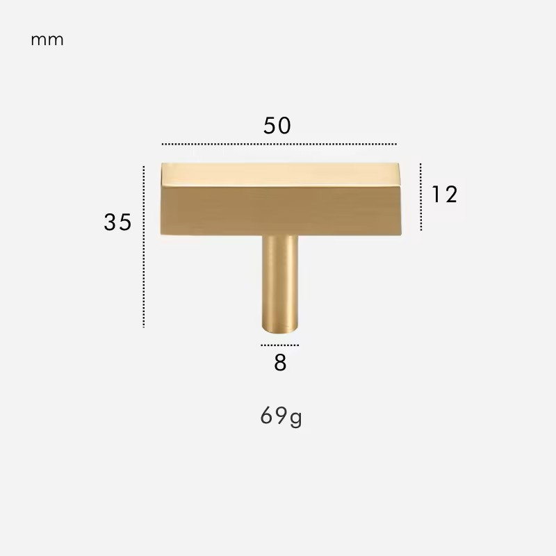 Dimensions for T-bar 50mm