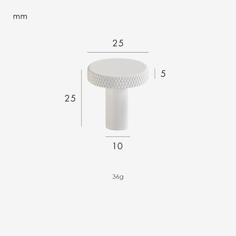 Dimensions for White / Knob 25mm