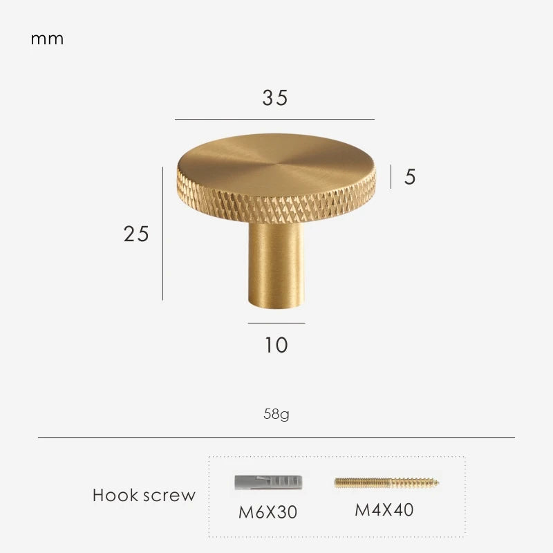 Dimensions for Brushed Brass / Hook 35mm