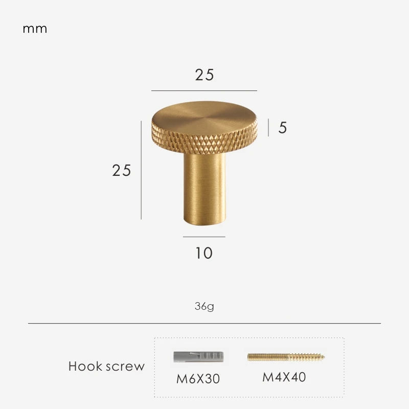Dimensions for Brushed Brass / Hook 25mm
