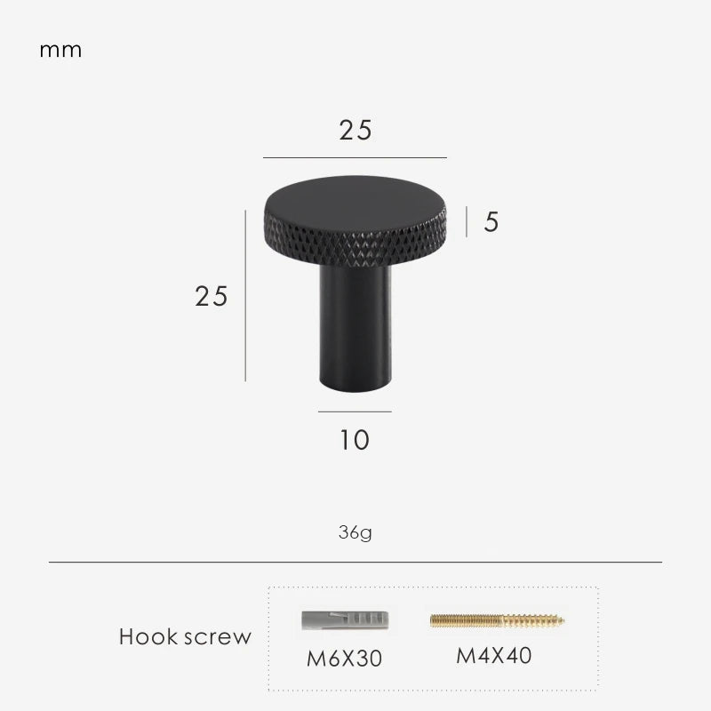 Matte Black / Hook 25mm