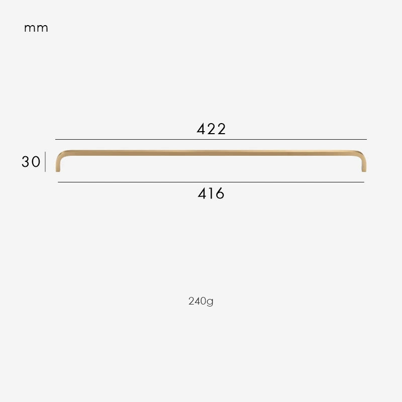 Dimensions for Brushed Brass / Handle 422mm